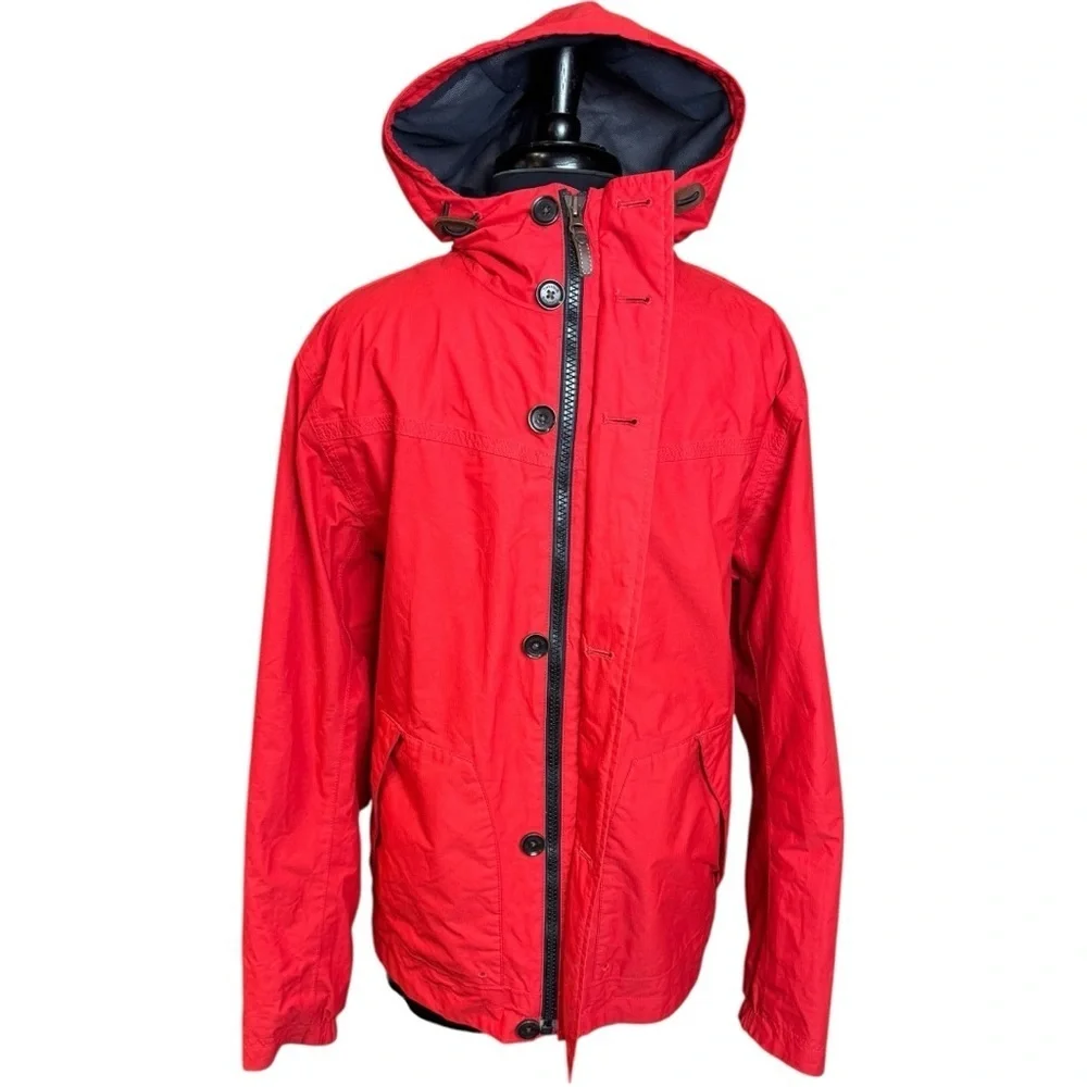 Timberland Men’s Red Waterproof Hooded Performance Rain Jacket Size Small